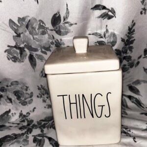 Rae Dunn things with lid white ceramic square bathroom organizer